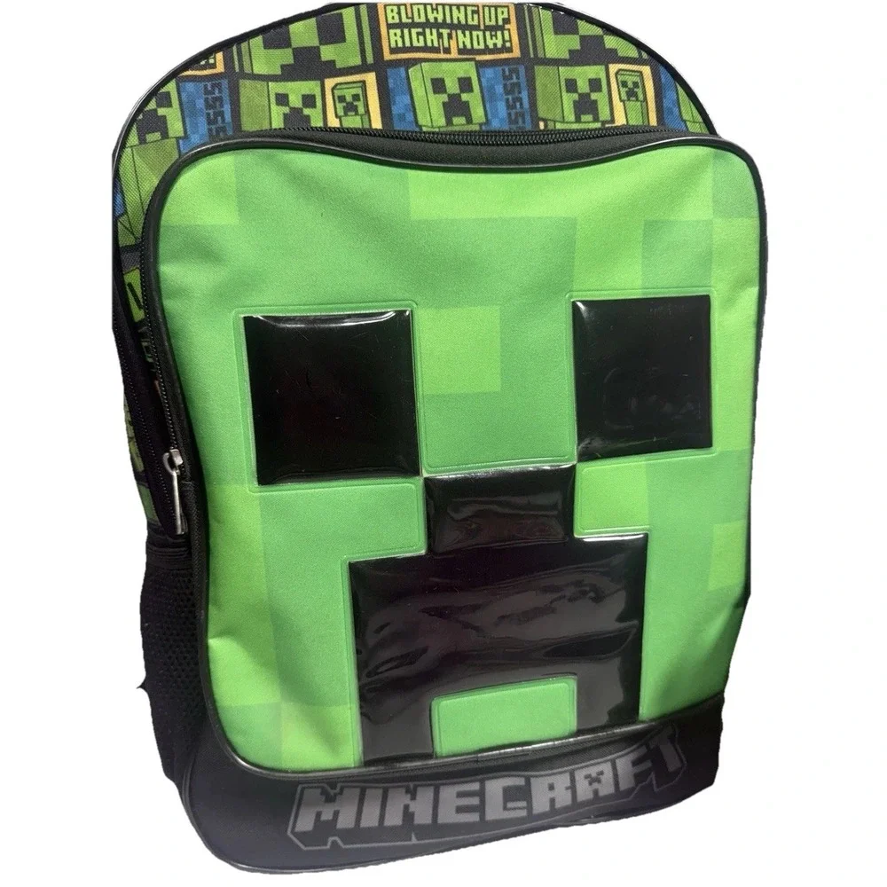 Minecraft Creeper Backpack‎ & Lunchbox Set Black Green School Bag GUC